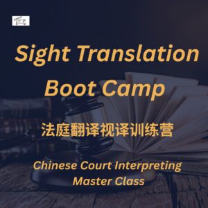 Sight Translation Boot Camp poster with gavel