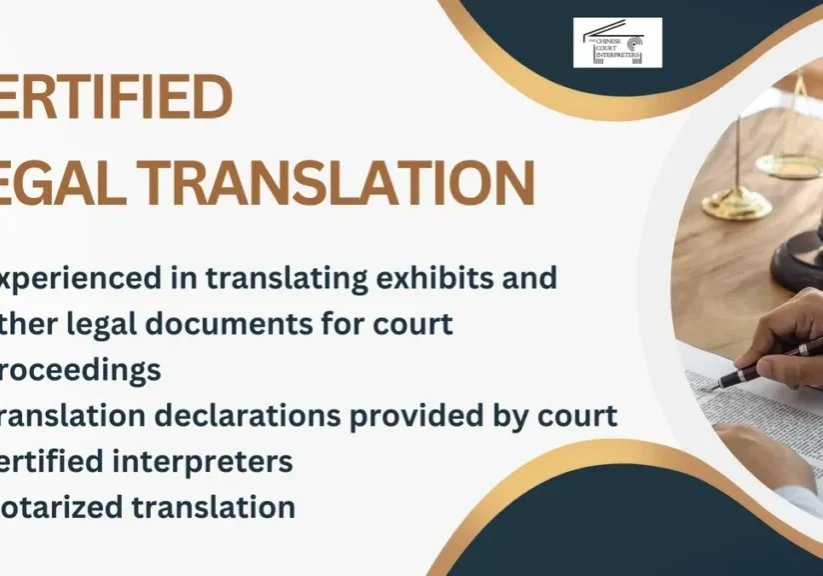 Certified legal translation document with gavel